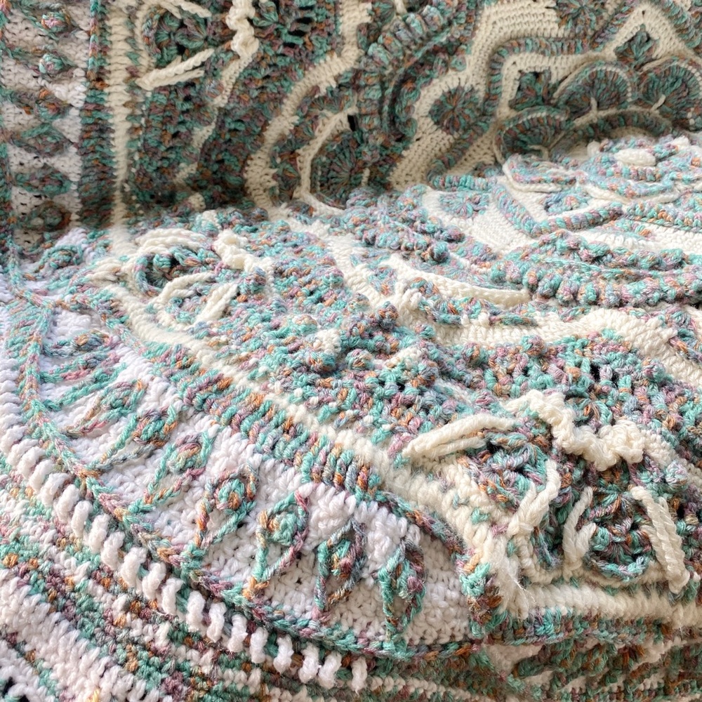 ❌sold❌ Mandala Madness Hand Made Crochet 78" - Picture 3 of 13